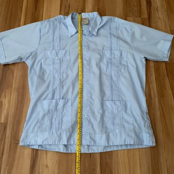 El Interior Shirt Mens 3XL Blue Embroidered Cotton Casual 4 Pocket - Picture 3 of 9